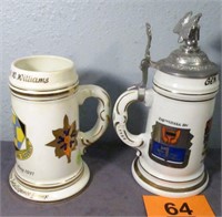 Lot of 2 Military Appreciation German Style Steins