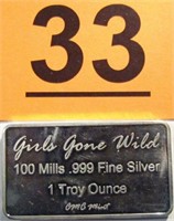 Coin Girls Gone Wild One Troy Ounce of Silver