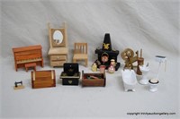 Porcelain & Wood Doll House Furniture Toys