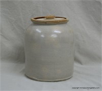 Antique Clay Crock Pottery Canning Jar 2 Qt.