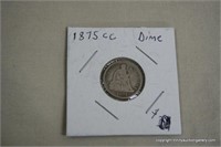 1875-CC Silver Carson City Dime Coin