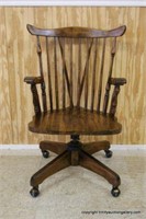 Vintage Windsor Oak Desk Chair on Casters