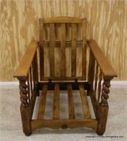 Antique Oak Morris Chair with Barley Twist Legs