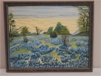 Antique Oil Painting on Paper - Bluebonnets
