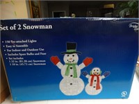 Set of 2 Lit Snowmen Yard Figures