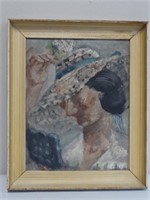 Oil on Board Painting - Lady w/ Hat