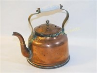 Vintage Copper Tea Kettle w/Porcelain Handle & Lid