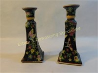 Vintage Asian Export Butterfly Candlesticks