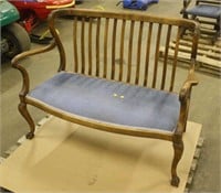 WOODEN BENCH WITH CUSHIONED SEAT