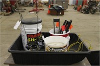 ICE FISHING ITEMS, TIP UPS, RODS, REELS, SLED,