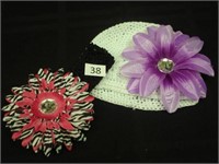 Crochet hat with flower and crochet headband with