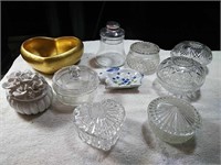 Assorted Glass & Ceramic Trinket Boxes and More