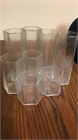 8 pc set of 6 sided glass vases/containers