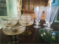 Dessert Glasses, Etched Wine Glasses and Green