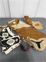 Chaps for child, toy gun holster & spurs