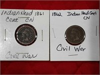 Indian Head cents 1861 1862 Civil War era