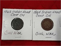 Indian Head Cent 1863 1864 Civil War era