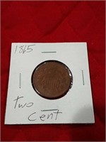 1865  2 Cent coin