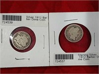 1911 and 1912 Barber dime (2 coin lot)