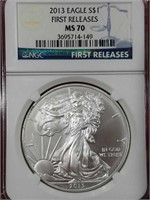 2013  Eagle Silver Dollar  MS70