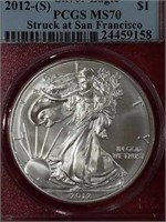 2012 San Francisco minted Silver Eagle S $1
