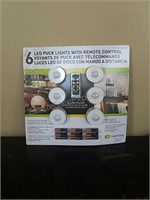 NIB 6 LED Puck Lights w/ Remote Control