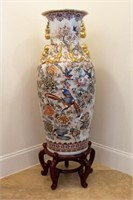 Large Porcelain Vase with Stand