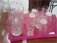 Glass cups with pitcher