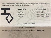 Registered Montana 2 Character Livestock Brand