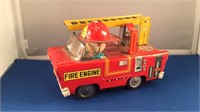 Vintage AI Toys Fire Engine Tin Litho Truck