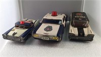 Vintage Lot of 3 Tin Litho Police Cars