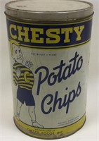 Vintage Chesty Potato Chips Large Tin Can