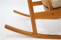 Danish Teak Cane Rocking Chair Attrb Hans Olsen