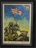 Raising Flag At Iwo Jima Engraving With .3c Stamp