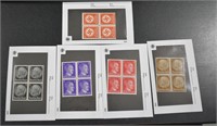5 Vintage Germany Unused Stamp Blocks