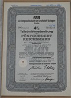 1943 - 500 Reichsmark 4% Bond