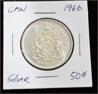 1966 CAD Silver .50c Coin