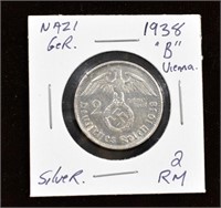1938 Nazi Germany Silver 2 Reichmarks