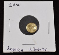 24 kt Gold Replica USD Liberty  Coin / Token