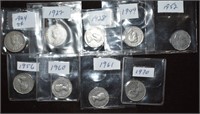 1924/27/28/49/52/56/60/61/70 CAD .05c Coins