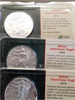 2004 & (2) 2010 American Silver Eagles Packaged