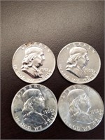 1957 & 1959 Proof, 1960 & 1963 Franklin Half $