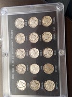 1941-1945S Mercury dime 15 coins in Acrylic