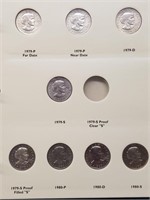 Partial Book Susan B. Anthony Dollars (16) Coins
