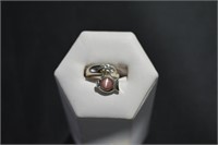 .925 Silver Ring With Rose Rose Quartz Fish Charm