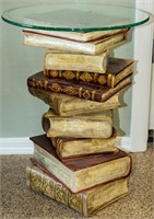 Furniture Contemporary Book Stack Glass Table