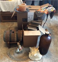 Old Books, Wooden Barrel, Glass Jug