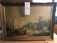 1845 Old-Oaken-Bucket print and frame