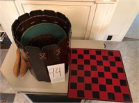 Metal Checkerboard, Antique Trash Can, Misc