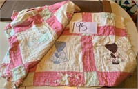 Pink and White Vintage Dutch Girl Quilt